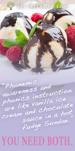 Phonemic awareness and phonics instruction are like vanilla ice cream and chocolate sauce in a hot fudge sundae.