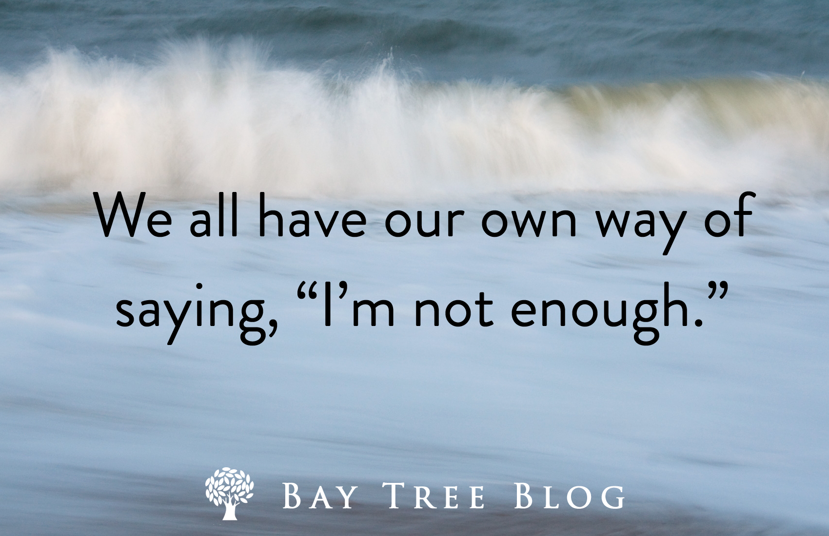 We all have our own way of saying, 'I’m not enough.' BayTreeBlog.com